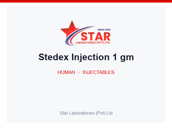 Stedex Injection 1 gm — Ceftizoxime (as sodium) 1 g — Human Injectable — by Star Laboratories