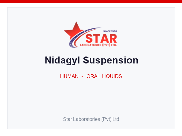 Nidagyl Suspension — Metronidazole 200 mg — Human Oral Liquid — by Star Laboratories