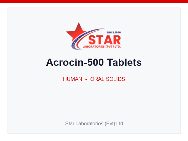 Acrocin-500 Tablets — Erythromycin Stearate equivalent to Erythromycin base 500 mg — Human Oral Solid — by Star Laboratories