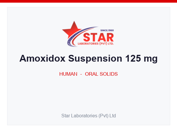 Amoxidox Suspension 125 mg — Amoxicillin 125 mg — Human Oral Solid — by Star Laboratories