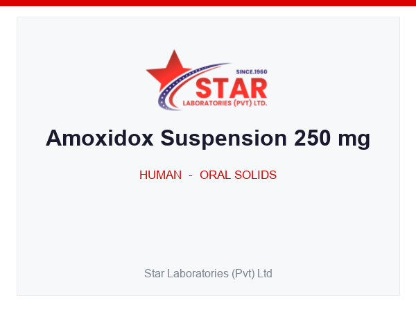 Amoxidox Suspension 250 mg — Amoxicillin 250 mg — Human Oral Solid — by Star Laboratories
