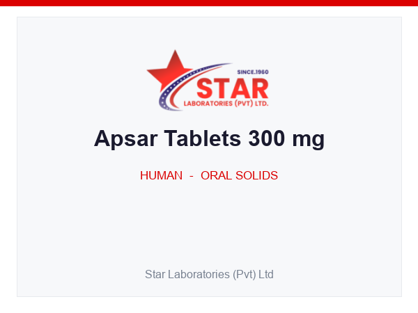 Apsar Tablets 300 mg — Ranitidine 300 mg — Human Oral Solid — by Star Laboratories