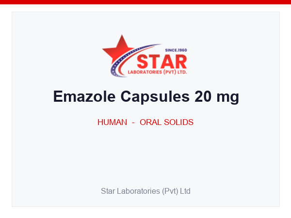 Emazole Capsules 20 mg — Esomeprazole (as Esomeprazole Magnesium Trihydrate) 20 mg — Human Oral Solid — by Star Laboratories