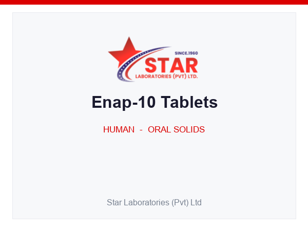 Enap-10 Tablets — Enalapril Maleate 10 mg — Human Oral Solid — by Star Laboratories