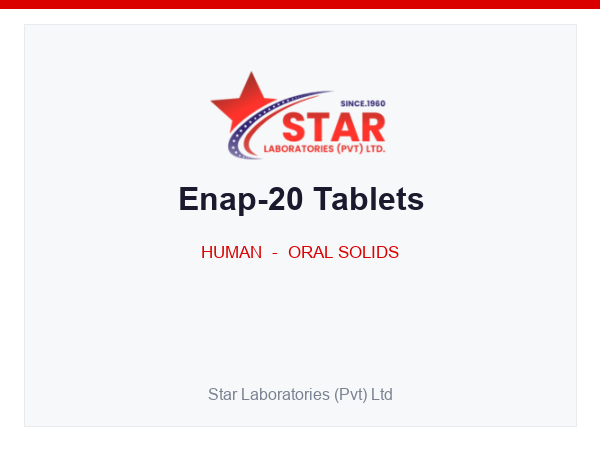 Enap-20 Tablets — Enalapril Maleate 20 mg — Human Oral Solid — by Star Laboratories