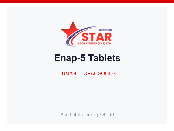 Enap-5 Tablets — Enalapril Maleate 5 mg — Human Oral Solid — by Star Laboratories