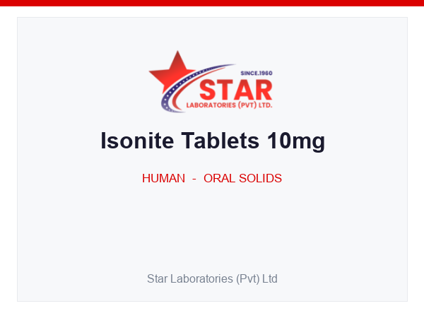 Isonite Tablets 10mg — Isosorbide Mononitrate 10mg — Human Oral Solid — by Star Laboratories