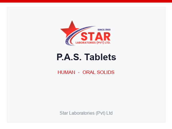 P.A.S. Tablets — Aminosalicylic Acid (PAS Sodium) 500 mg — Human Oral Solid — by Star Laboratories