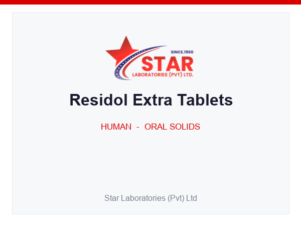 Residol Extra Tablets — Paracetamol 500 mg + Caffeine 65 mg — Human Oral Solid — by Star Laboratories