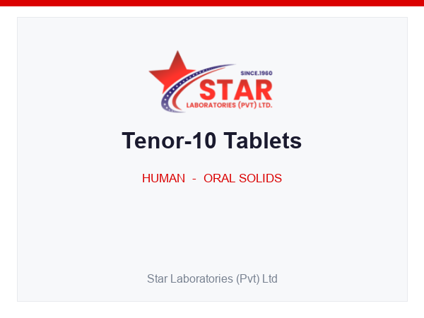 Tenor-10 Tablets — Propranolol HCl 10mg — Human Oral Solid — by Star Laboratories