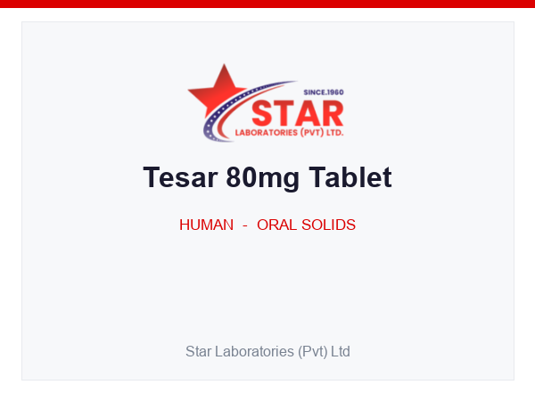 Tesar 80mg Tablet — Telmisartan 80mg — Human Oral Solid — by Star Laboratories