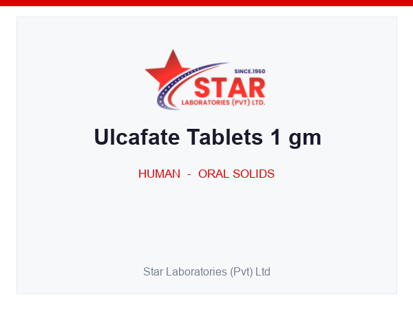 Ulcafate Tablets 1 gm — Sucralfate 1 g — Human Oral Solid — by Star Laboratories