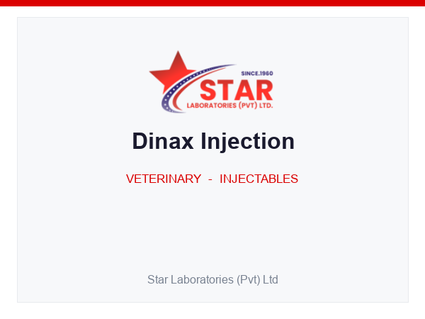 Dinax Injection — Danofloxacin (as Mesylate) 25 mg — Veterinary Injectable — by Star Laboratories
