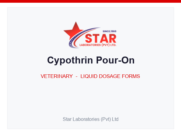 Cypothrin Pour-On — Cypermethrin 20 g (per 100 ml) — Veterinary Liquid Dosage Form — by Star Laboratories
