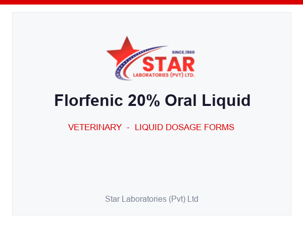 Florfenic 20% Oral Liquid — Florfenicol 200 mg (per mL) — Veterinary Liquid Dosage Form — by Star Laboratories