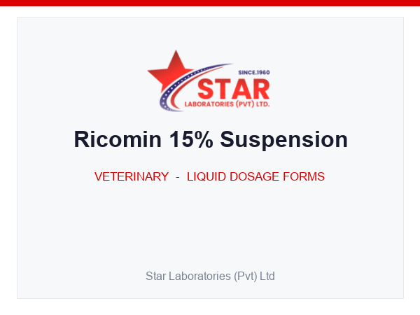 Ricomin 15% Suspension — Ricobendazole 150 mg/mL — Veterinary Liquid Dosage Form — by Star Laboratories