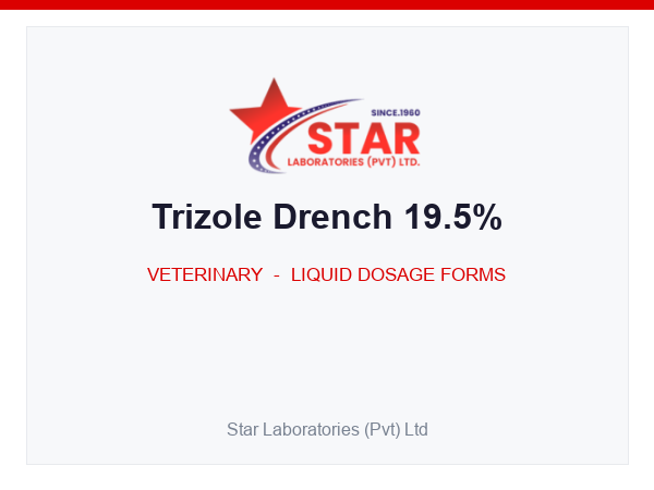 Trizole Drench 19.5% — Triclabendazole 120 mg + Levamisole 75 mg (per mL) — Veterinary Liquid Dosage Form — by Star Laboratories