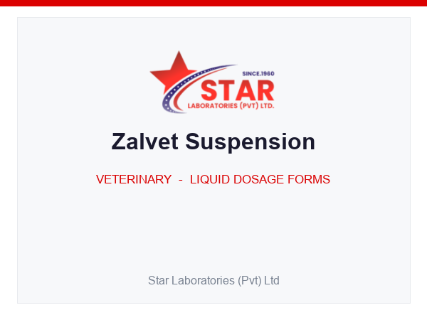 Zalvet Suspension — Oxyclozanide 34 mg (per mL) — Veterinary Liquid Dosage Form — by Star Laboratories