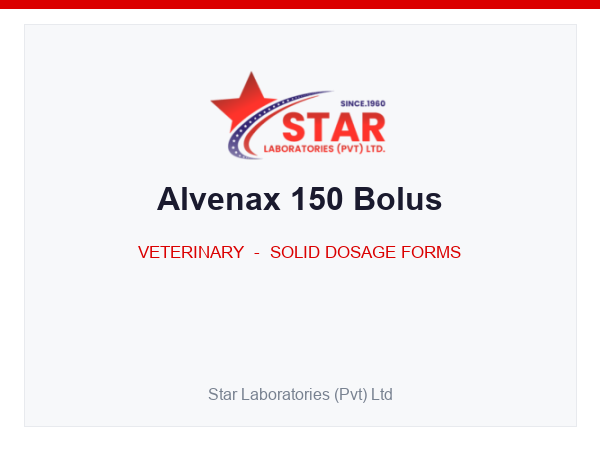 Alvenax 150 Bolus — Albendazole 150 mg — Veterinary Solid Dosage Form — by Star Laboratories
