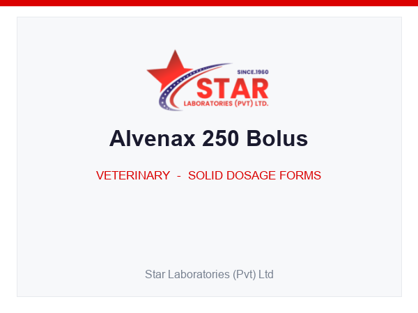 Alvenax 250 Bolus — Albendazole 250 mg — Veterinary Solid Dosage Form — by Star Laboratories