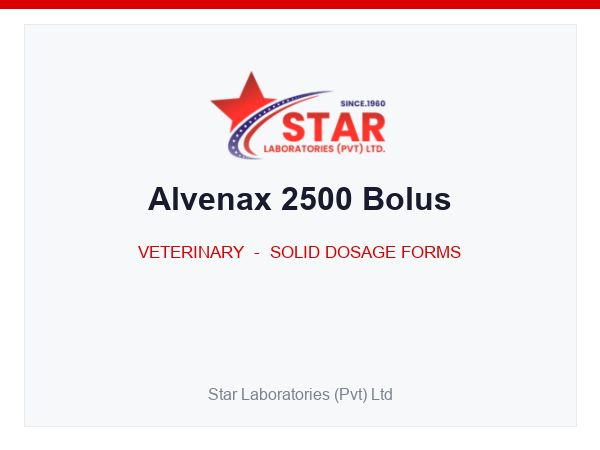 Alvenax 2500 Bolus — Albendazole 2500 mg — Veterinary Solid Dosage Form — by Star Laboratories
