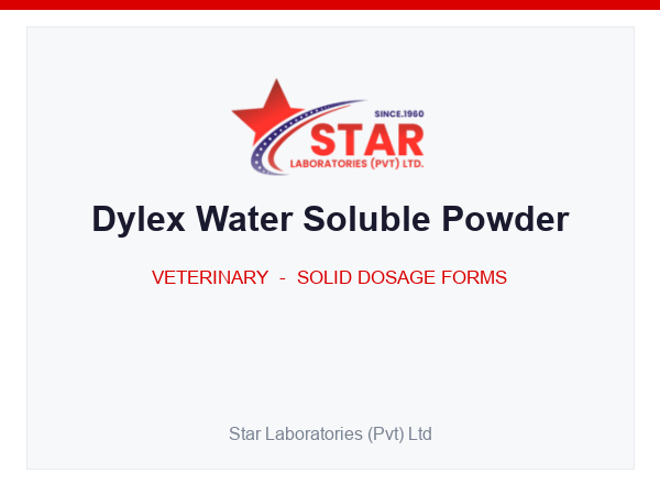 Dylex Water Soluble Powder — Trichlorfon 980 mg — Veterinary Solid Dosage Form — by Star Laboratories