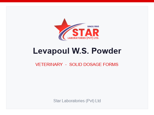 Levapoul W.S. Powder — Levamisole HCl 15% w/w (150 mg per gram) — Veterinary Solid Dosage Form — by Star Laboratories
